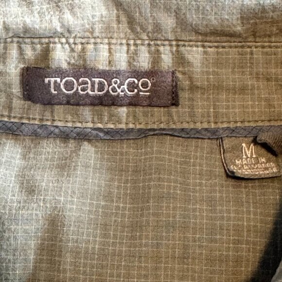 Toad & Co Shirt Mens Med Airbrush Short Sleeve Organic Cotton Casual Green Check - Picture 10 of 12